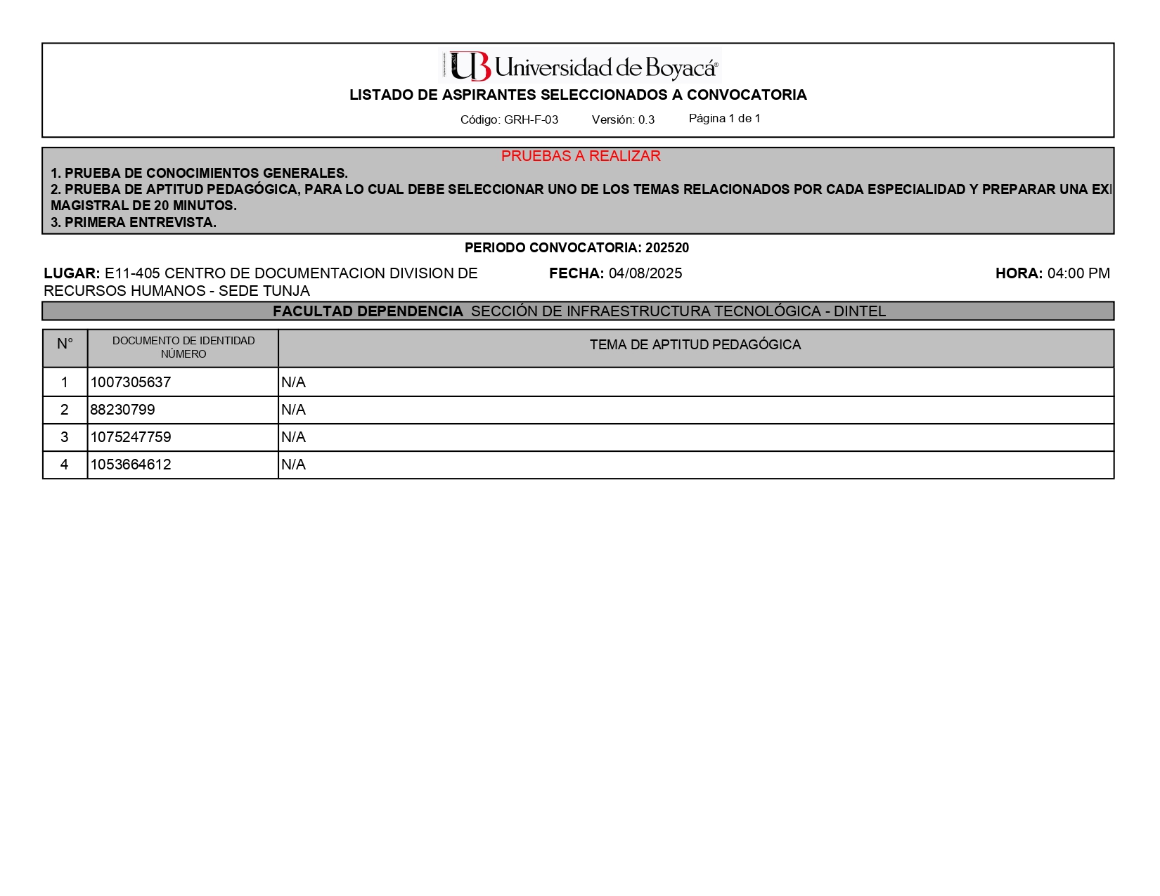 CONVOCATORIA