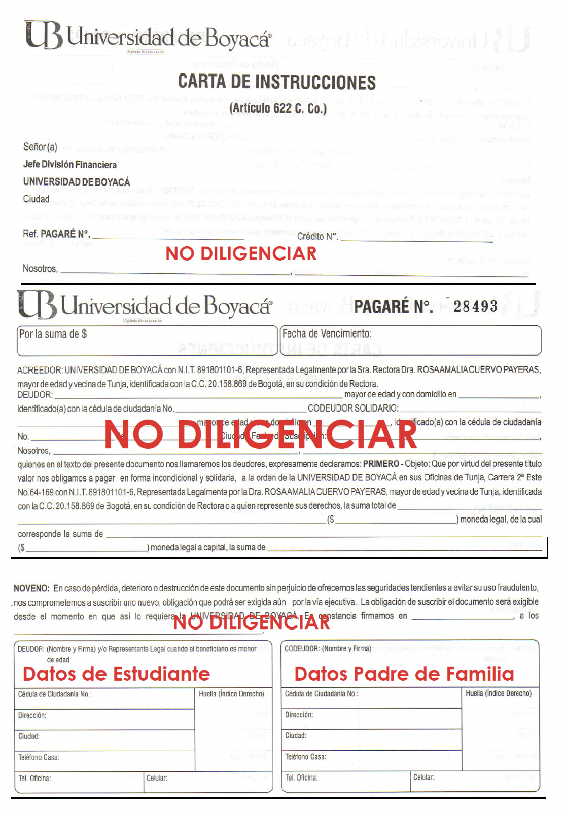 carta de instrucciones