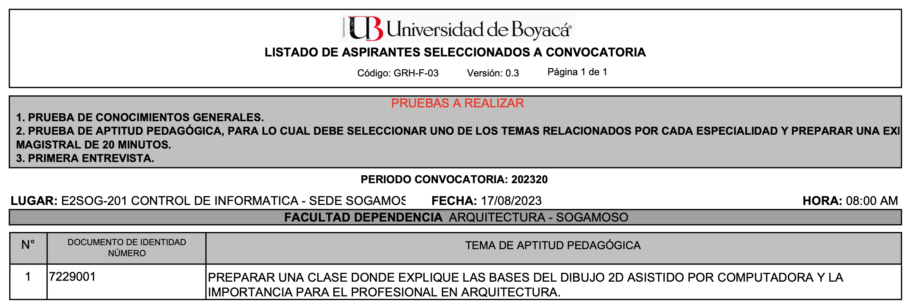 Docente Tiempo Parcial Programa de Arquitectura Sede Sogamoso ...