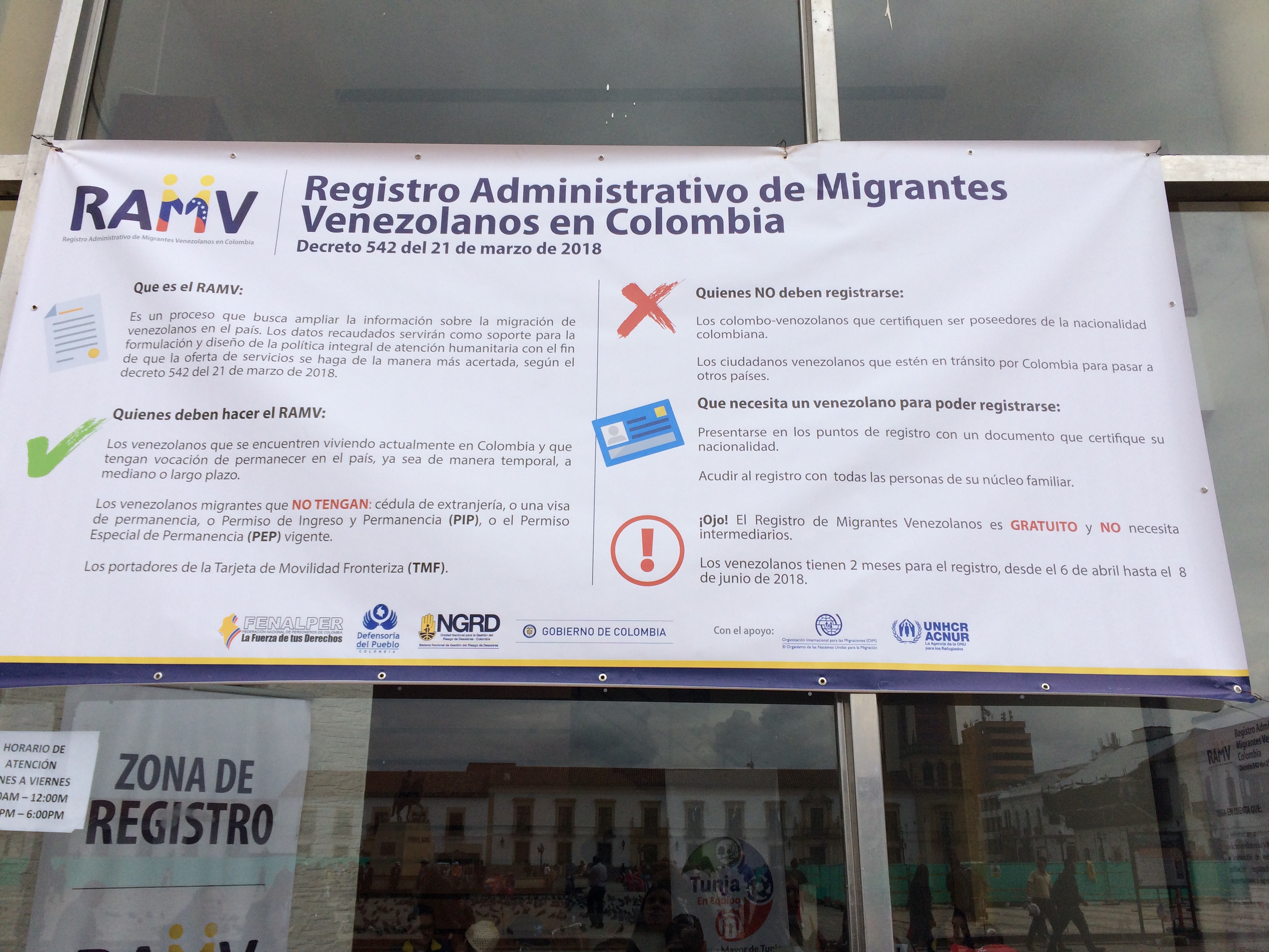 Valla Registro Administrativo de Migrantes venezolanos en Colombia